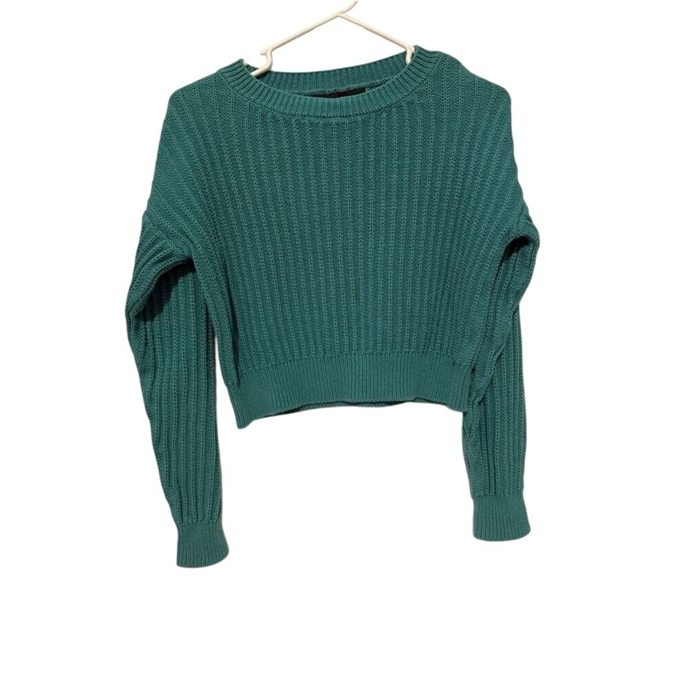 FOREVER 21 Women's Knit Cropped‎ Sweater In Teal Size Small